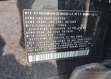 2023 Volkswagen Taos 1.5T Sel from USA, damaged, VIN 3VV2X7B20PM323064